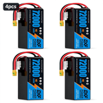 DXF 6S 23.1V 72000mAh 15C Soft Case LiPo Battery with 8AWG Wire for Toy Cars, Boats, UAVs & Drones (1-6 Pack)