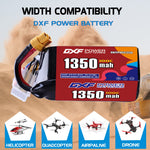 DXF 6S 22.2V 1350mAh 100C LiPo Battery for FPV Micro Drones (PH2.0 / JST / XT30 / SM / XT60 / EC5 / XT90 Options)