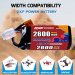 DXF 4S 14.8V 2600mAh 120C LiPo Battery for FPV Micro Drones (PH2.0 / JST / XT30 / SM / XT60 / EC5 / XT90 Options)