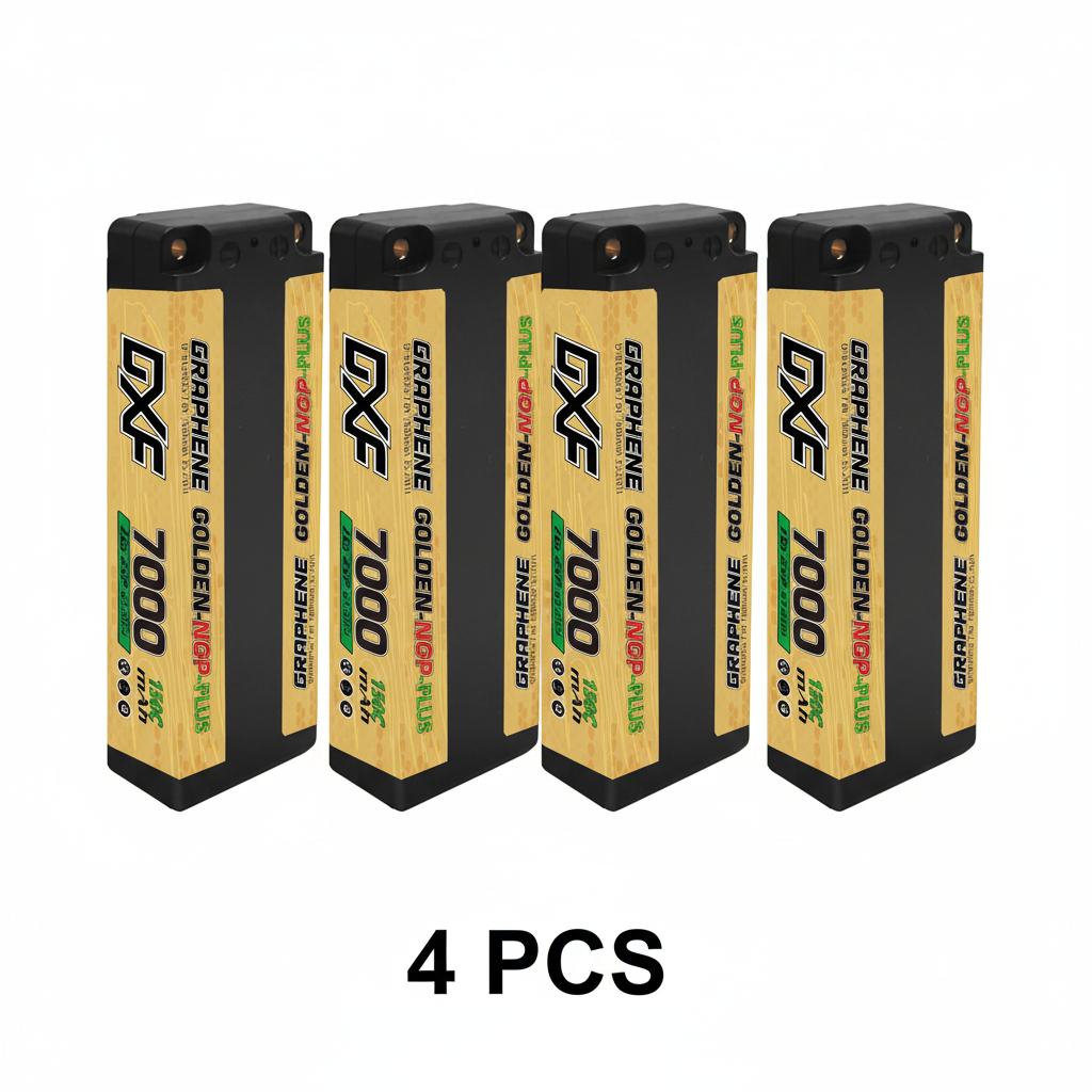 DXF 2S 7.6V 7000mAh 150C NGP PLUS Series HV LiPo Battery LCG Hardcase with 5mm Bullet to Deans Plug for 1/8 1/10 RC Racing Cars, Drones & Boats (1-6 Pack Available)