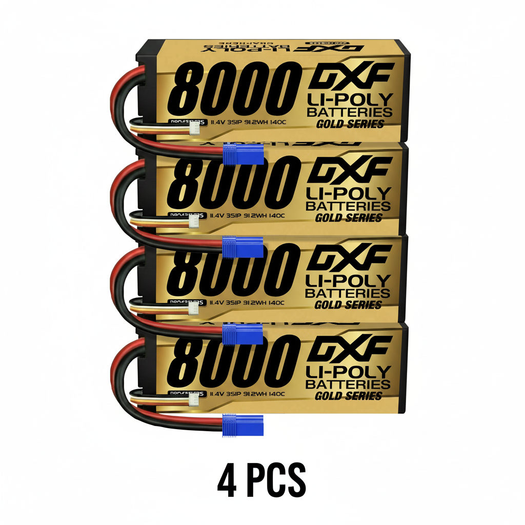 DXF 3S 11.4V 8000mAh 140C Graphene Hardcase LiPo Battery with EC5 Plug for 1/8 1/10 RC Cars, Trucks, Buggies (1-6 Pack Available)