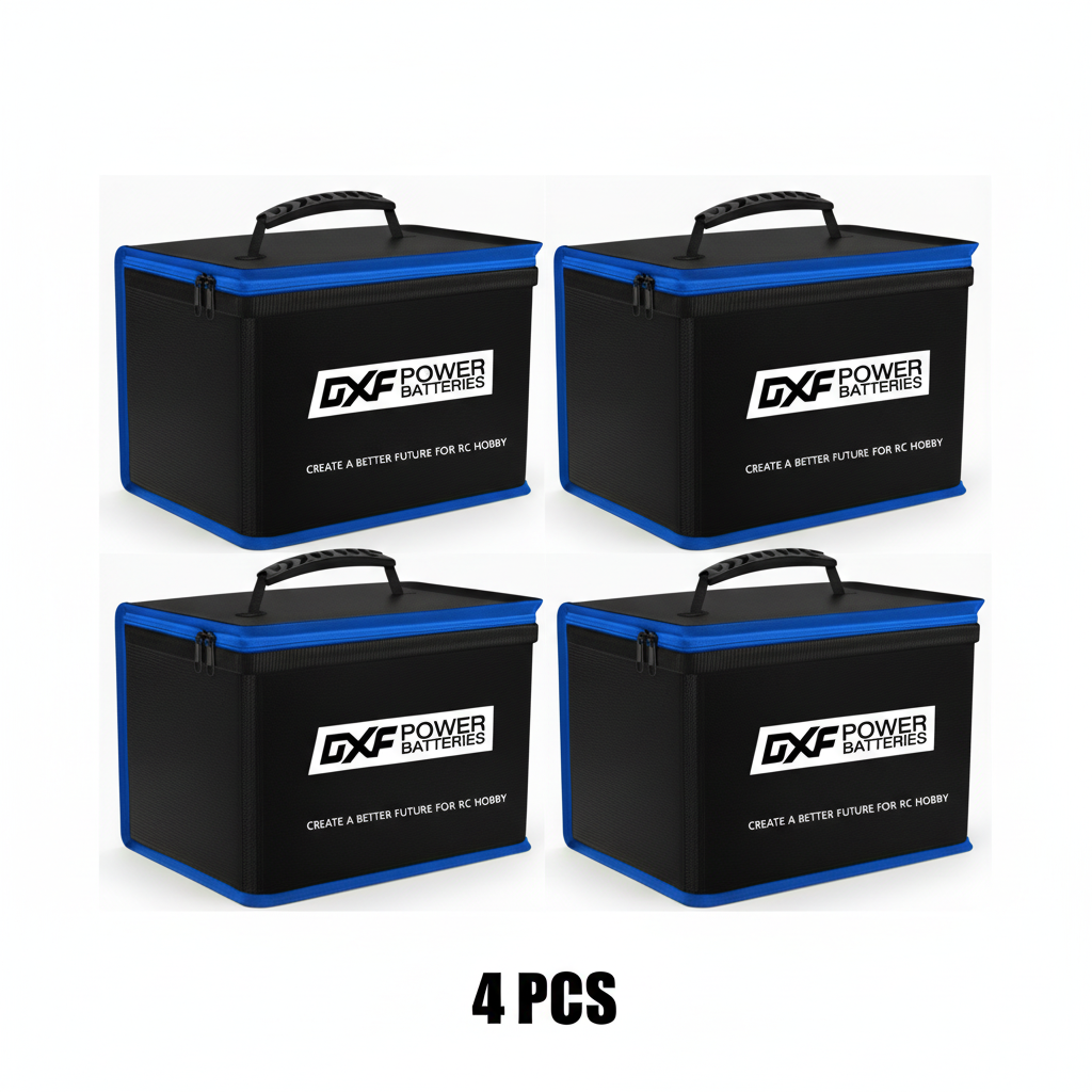 DXF LiPo Battery Fireproof Safety Bag - Charging & Storage Guard with Double Zipper (1-6 Pack Options Available)