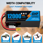 DXF LiPo Battery 6S 22.2V 12000mAh 100C Graphene Softcase Blue with EC5 / T / TRX / XT60 / XT90 / XT150 / Q8s Plug for RC 1/8 1/10 Buggy Truck Car Off-Road Drone