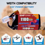 DXF 4S 15.2V 1100mAh 120C LiPo Battery for FPV Micro Drones (PH2.0 / JST / XT30 / SM / XT60 / EC5 / XT90 Options)