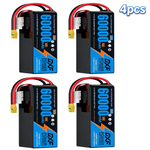 DXF SEMI-SOLID 12S 44.4V 60000mAh 10C Soft Case LiPo Battery with 8AWG Wire for Toy Cars, Boats, UAVs & Drones (1-6 Pack)