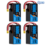 DXF 6S 22.2V 16000mAh 15C Soft Case LiPo Battery with 8AWG Wire for Toy Cars, Boats, UAVs & Drones (1-6 Pack)