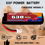 DXF 1S 3.8V 530mAh 90C LiPo Battery for FPV Micro Drones (PH2.0 / JST / XT30 / SM / XT60 / EC5 / XT90 Options)