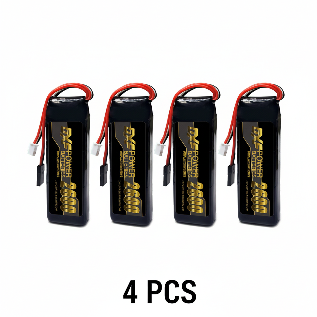 DXF 2S 7.4V 2600mAh 20C LiPo Receiver Battery Hardcase with Futaba Plug for Nitro RC Car Buggy Truggy (Multi-Pack Options)