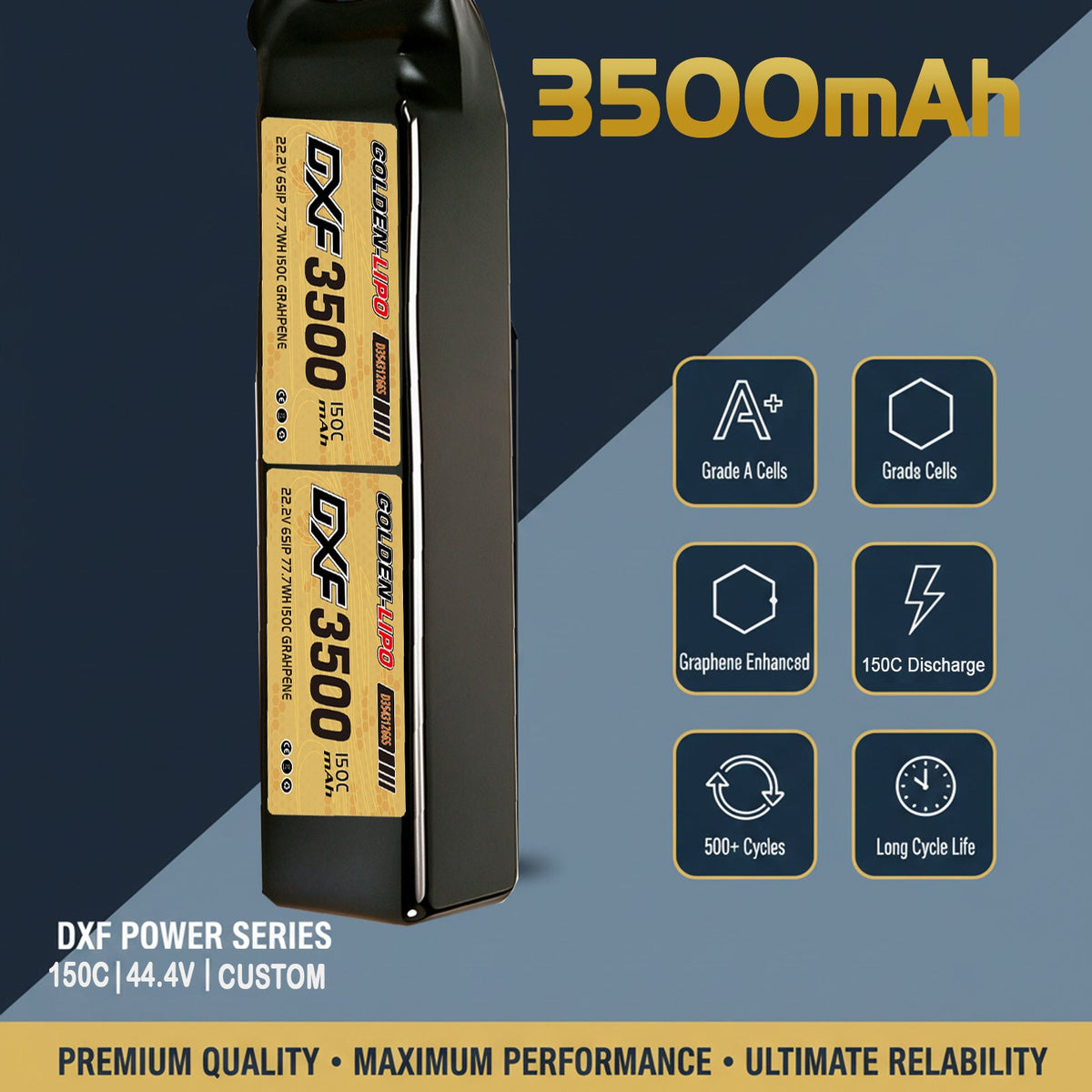 DXF Lipo Battery 12S 44.4V 3500mAh 150C GoldSeries Graphene Softcase with EC5 / T / TRX / XT60 / XT90 / XT150 / Q8s Plug for RC 1/8 1/10 Buggy Truck Car Off-Road Drone