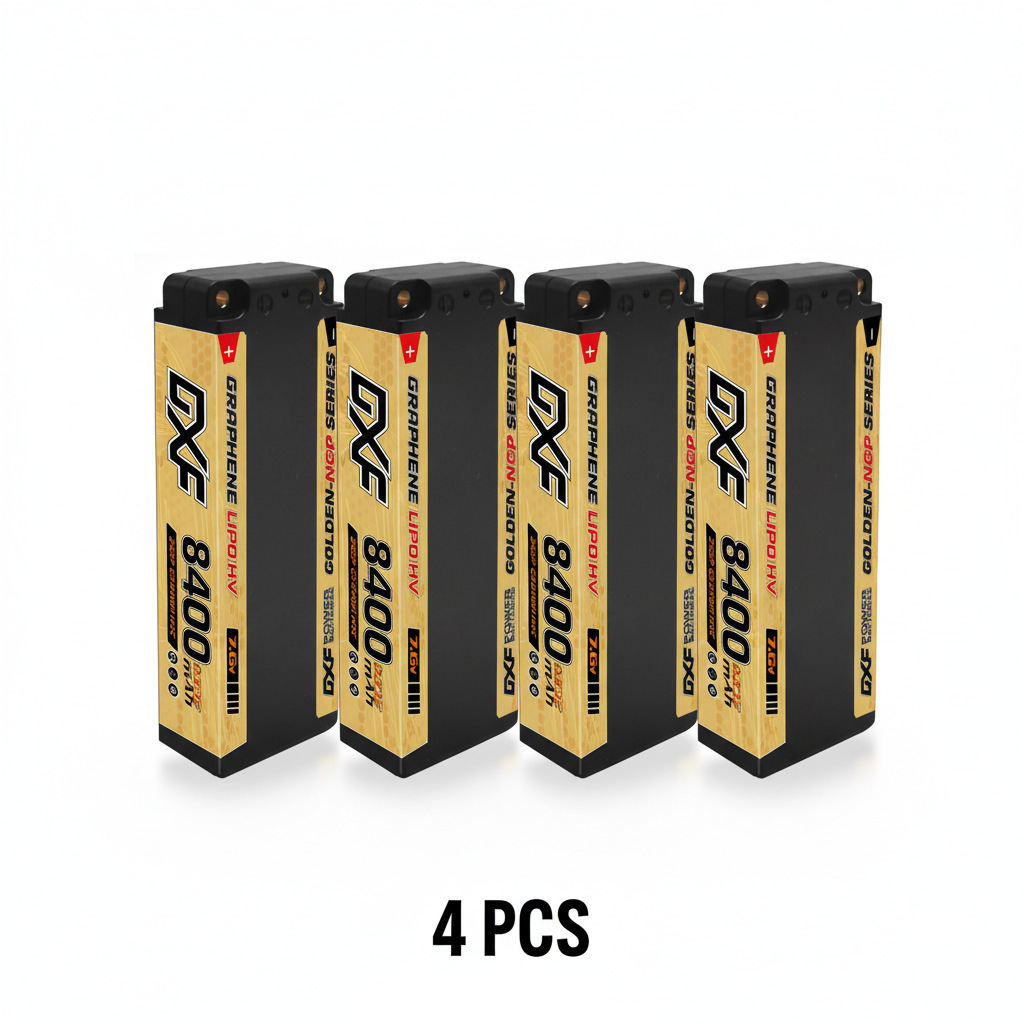 DXF 5mm 2S 8400mAh 7.6V 140C EFRA Certified GOLDEN-NGP HardCase LiPo Battery with Deans Plug for 1:8 RC Car, Multirotor, Airplane, Helicopter, Boat (1-6 Pack Available)