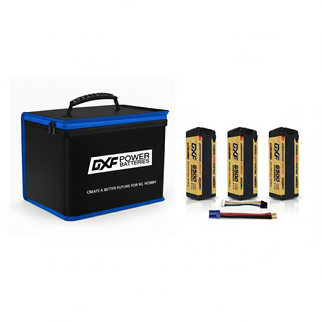 DXF LiPo Battery Fireproof Safety Bag - Charging & Storage Guard with Double Zipper (1-6 Pack Options Available)