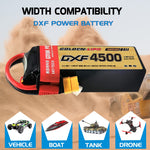 DXF Lipo Battery 4S 14.8V 4500mAh 150C GoldSeries Graphene Softcase with EC5 / T / TRX / XT60 / XT90 / XT150 / Q8s Plug for RC 1/8 1/10 Buggy Truck Car Off-Road Drone
