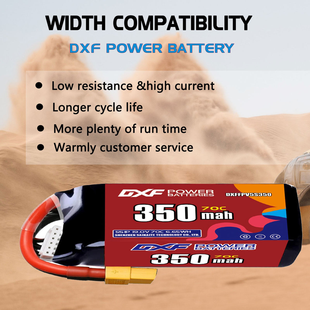 DXF LiPo Battery 5S HV 19.0V 350mAh 70C with PH2.0 / JST / XT30 / SM / XT60 / EC5 / XT90 for FPV Drone Whoop Micro Racing