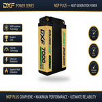 DXF LiPo Battery 2S2P HV 7.6V 7000mAh 140C Graphene NGP Plus Gold Version with 5mm Bullet / EC5 / T / TRX / XT60 / XT90 / XT150 / Q8s Plug for RC 1/10 1/8 Scale Car Racing