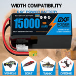 DXF SEMI-SOLID 12S 44.4V 15000mAh 10C Soft Case LiPo Battery with 8AWG Wire for UAVs & Drones (1-6 Pack)