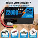 DXF 6S 22.8V 22000mAh 100C Soft Case LiPo Battery with 8AWG Wire for Toy Cars, Boats, UAVs & Drones (1-6 Pack)