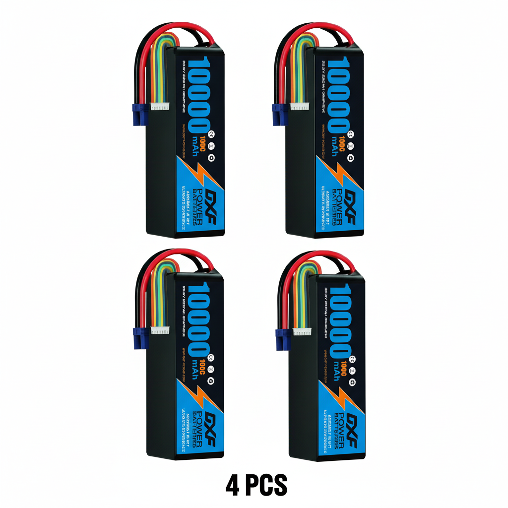 DXF 6S 22.2V 10000mAh 100C Softcase LiPo Battery with 10AWG EC5 for 1/8 RC Cars, Trucks, Buggies, Truggies (1-6 Pack Available)