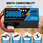 DXF SEMI-SOLID 14S 51.8V 30000mAh 5C Soft Case LiPo Battery with 8AWG Wire for Toy Cars, Boats, UAVs & Drones (1-6 Pack)
