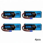 DXF 3S 11.1V 5200mAh 80C Hardcase LiPo Battery with EC5 & 10AWG Wire for Toy Cars, RC Boats, Aircraft Models & FPV Drones (1-6 Pack)
