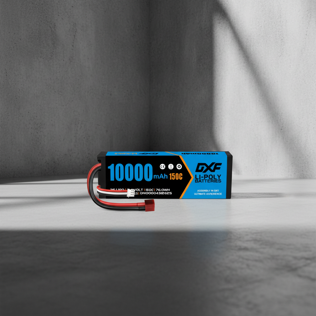 DXF Blue Version 2S HV 7.6V 10000mAh 150C Hardcase LiPo Battery with Deans T-Plug & 10AWG Wire (1-6 Pack)