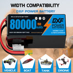 DXF SEMI-SOLID 12S 46.2V 80000mAh 15C Soft Case LiPo Battery with 8AWG Wire for Toy Cars, Boats, UAVs & Drones (1-6 Pack)