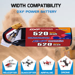 DXF LiPo Battery 6S HV 22.8V 520mAh 80C with PH2.0 / JST / XT30 / SM / XT60 / EC5 / XT90 for FPV Drone Whoop Micro Racing