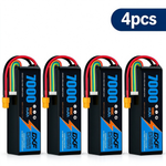 DXF 6S 22.2V 7000mAh 100C Softcase LiPo Battery with XT60 & 10AWG Wire for 1/8 RC Cars (1-6 Pack)