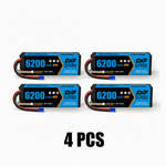 DXF 4S 14.8V 6200mAh 80C Hardcase LiPo Battery with 10AWG EC5 for 1/8 1/10 RC Cars, Trucks, Buggies (1-6 Pack Available)