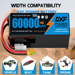DXF SEMI-SOLID 12S 44.4V 60000mAh 10C Soft Case LiPo Battery with 8AWG Wire for Toy Cars, Boats, UAVs & Drones (1-6 Pack)