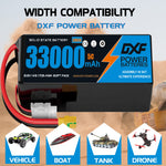 DXF SEMI-SOLID 14S 51.8V 33000mAh 5C Soft Case LiPo Battery with 8AWG Wire for Toy Cars, Boats, UAVs & Drones (1-6 Pack)