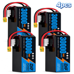 DXF 6S 22.2V 30000mAh 100C Soft Case LiPo Battery with 8AWG Wire for Toy Cars, Boats, UAVs & Drones (1-6 Pack)