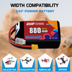 DXF 3S 11.4V 880mAh 150C LiPo Battery for FPV Micro Drones (PH2.0 / JST / XT30 / SM / XT60 / EC5 / XT90 Options)