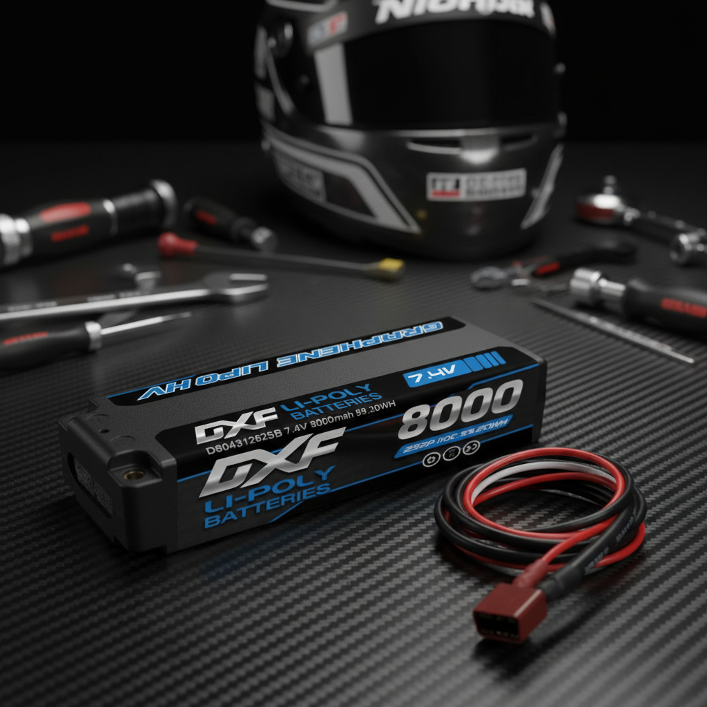 DXF 2S 7.4V 8000mAh 110C Graphene Hardcase LiPo Battery with 5mm Bullet to Deans Plug for 1/10 1/8 RC Cars, Trucks, Slash 4x4 (1-6 Pack Available)