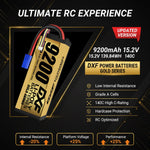 DXF GoldSeries 4S HV 15.2V 9200mAh 140C Graphene Hardcase LiPo Battery with XT90 & 10AWG Wire (1-6 Pack)