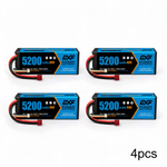 DXF BLUE Series 3S 11.1V 5200mAh 80C Hardcase LiPo with Deans/T-Plug & 10AWG Wire for Toy Cars, Boats, Aircraft & FPV Drones (1-6 Pack)