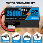 DXF SEMI-SOLID 14S 51.8V 25000mAh 5C Soft Case LiPo Battery with 8AWG Wire for Toy Cars, Boats, UAVs & Drones (1-6 Pack)
