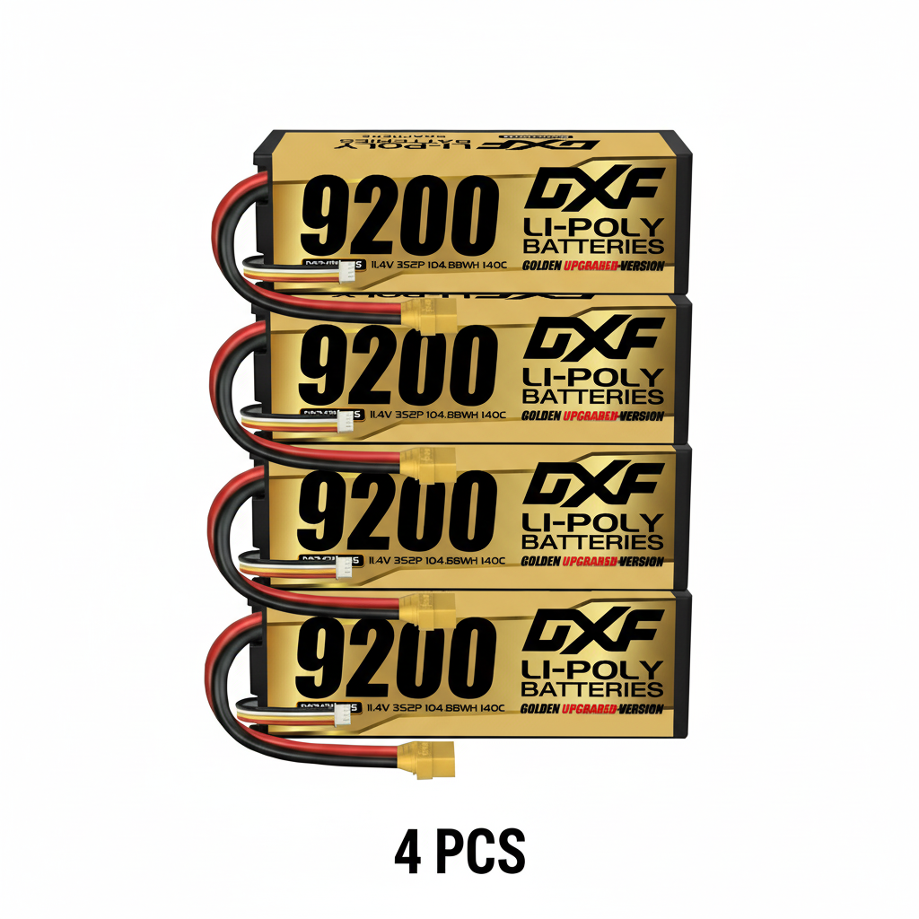 DXF Blue Series 3S HV 11.4V 9200mAh 140C Graphene Hardcase LiPo Battery with XT90 & 10AWG Wire (1-6 Pack)