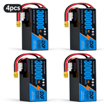 DXF SEMI-SOLID 12S 46.2V 30000mAh 15C Soft Case LiPo Battery with 8AWG Wire for Toy Cars, Boats, UAVs & Drones (1-6 Pack)