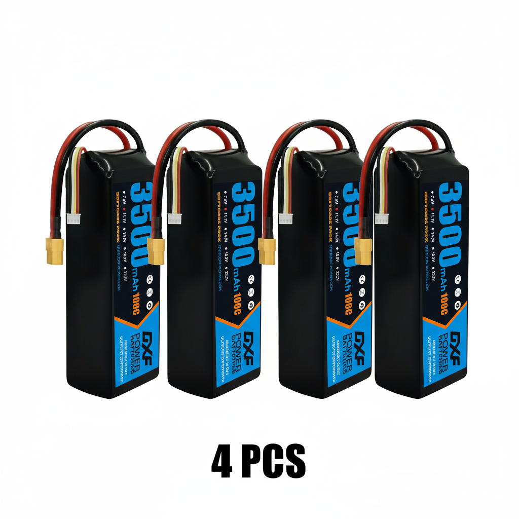 DXF 3S 11.1V 3500mAh 100C Graphene Softcase LiPo Battery with XT60 & 12AWG Wire for RC Cars, Boats & Aircraft Models (1-6 Pack)