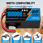 DXF SEMI-SOLID 14S 53.9V 100000mAh 15C Soft Case LiPo Battery with 8AWG Wire for Toy Cars, Boats, UAVs & Drones (1-6 Pack)