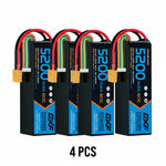 DXF 6S 22.2V 5200mAh 80C Softcase LiPo Battery with XT90 & 10AWG Wire for 1/8 RC Cars (1-6 Pack)