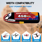 DXF LiPo Battery 3S HV 11.4V 450mAh 80C with PH2.0 / JST / XT30 / SM / XT60 / EC5 / XT90 for FPV Drone Whoop Micro Racing