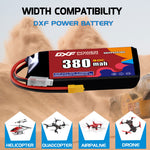 DXF 3S 11.4V 380mAh 90C LiPo Battery for FPV Micro Drones (PH2.0 / JST / XT30 / SM / XT60 / EC5 / XT90 Options)