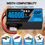 DXF SEMI-SOLID 14S 51.8V 46000mAh 5C Soft Case LiPo Battery with 8AWG Wire for Toy Cars, Boats, UAVs & Drones (1-6 Pack)