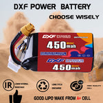 DXF LiPo Battery 6S 22.2V 450mAh 80C  PH2.0 / JST / XT30 / SM / XT60 / EC5 / XT90 for FPV Drone Whoop Micro Racing