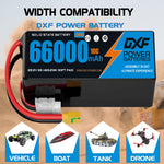 DXF 6S 22.2V 66000mAh 10C Soft Case LiPo Battery with 8AWG Wire for Toy Cars, Boats, UAVs & Drones (1-6 Pack)