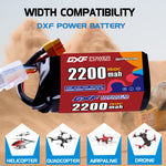DXF 4S 14.8V 2200mAh 150C LiPo Battery for FPV Micro Drones (PH2.0 / JST / XT30 / SM / XT60 / EC5 / XT90 Options)