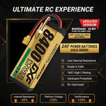 DXF 4S 14.8V 8400mAh 140C Graphene Hardcase LiPo Battery with XT90 & 10AWG Wire for RC Cars (1-6 Pack)