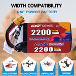 DXF 6S 22.2V 2200mAh 150C LiPo Battery for FPV Micro Drones (PH2.0 / JST / XT30 / SM / XT60 / EC5 / XT90 Options)