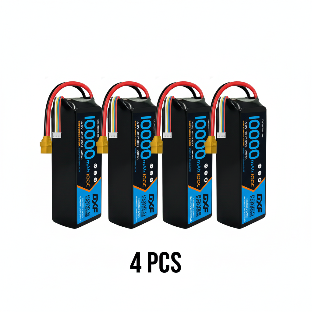 DXF 4S 14.8V 10000mAh 100C Graphene Softcase LiPo Battery with XT90 & 10AWG Wire (1-6 Pack)
